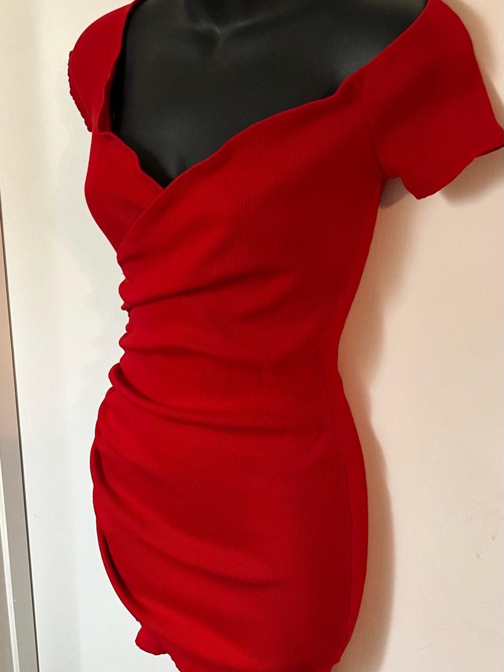 Fashion Nova Red Ruched Wrap Mini Dress